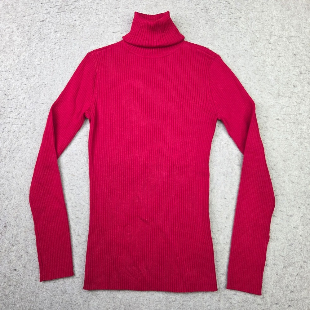 Pendleton Turtleneck Sweater Vintage Womens M Red Ribbed Stretch Soft USA